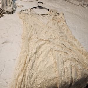 Knee length ivory lace dress(belt not included)